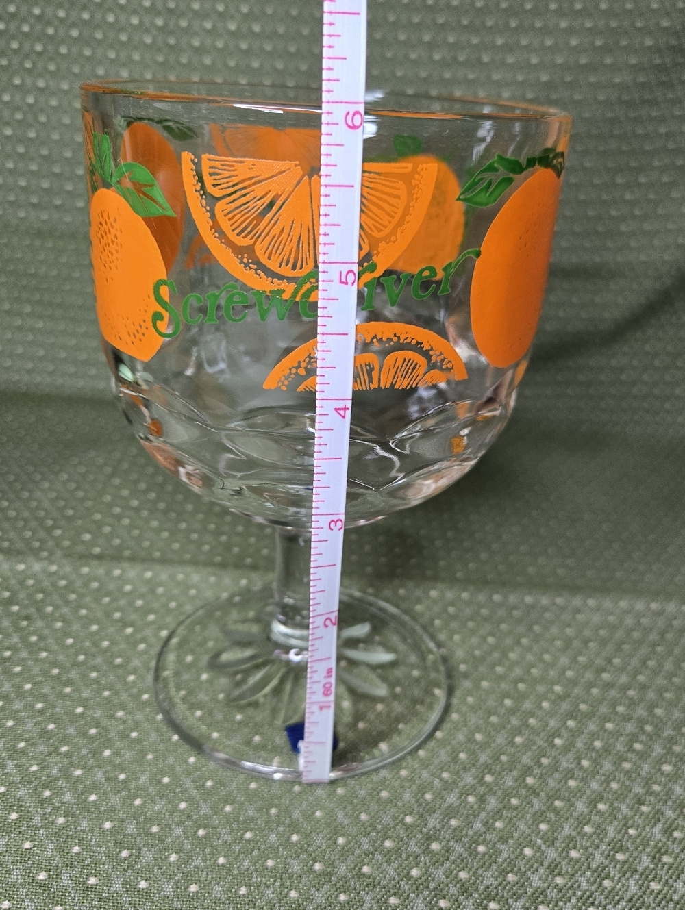 Vintage Screwdriver Cocktail Goblet With Orange Design - Picture 9 of 9